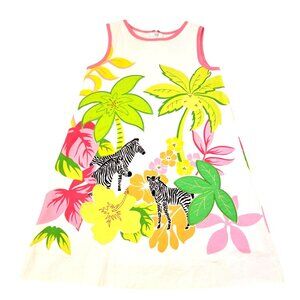 Pink Zebra Girls Sleeveless Dress Size 6 Floral & Zebra Print 3978